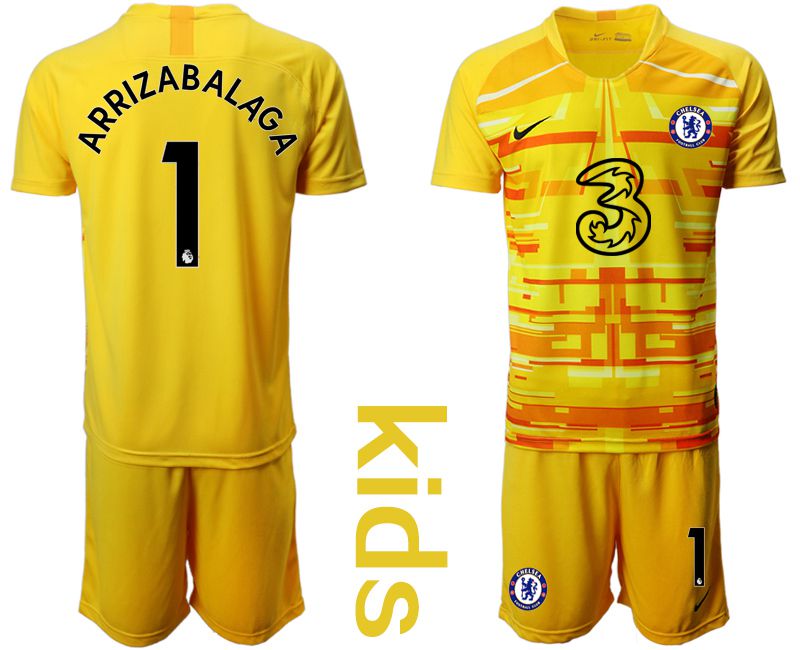 Youth 2020-2021 club Chelsea yellow goalkeeper #1 Soccer Jerseys1
